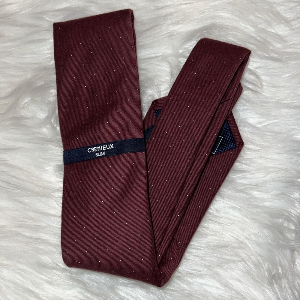 Daniel Cremieux NWT Men's Burgundy w/ White Dots Silk Blend Neck Tie